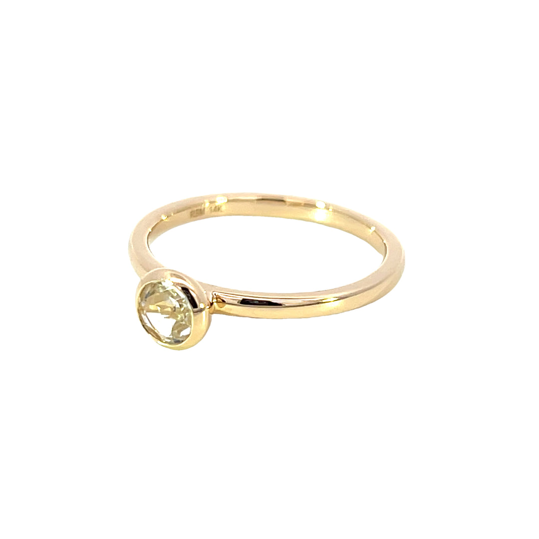 14k Yellow Gold Round White Topaz Solitaire Ring