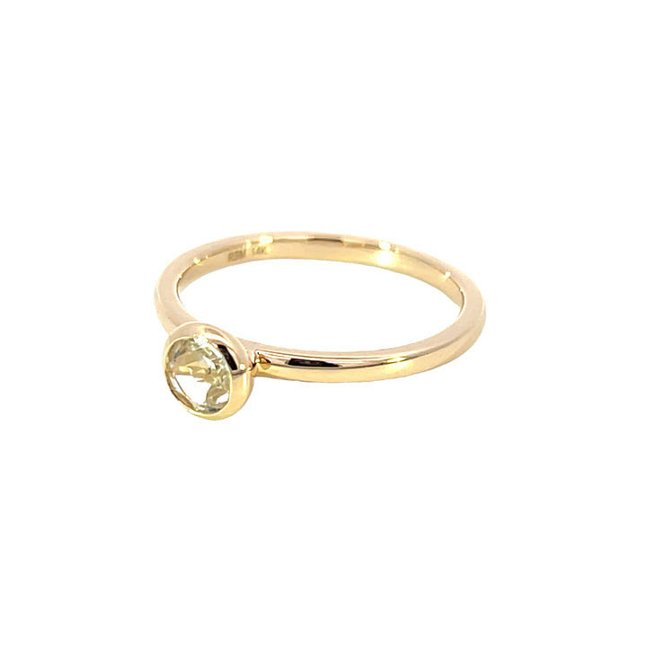 14k Yellow Gold Round White Topaz Solitaire Ring