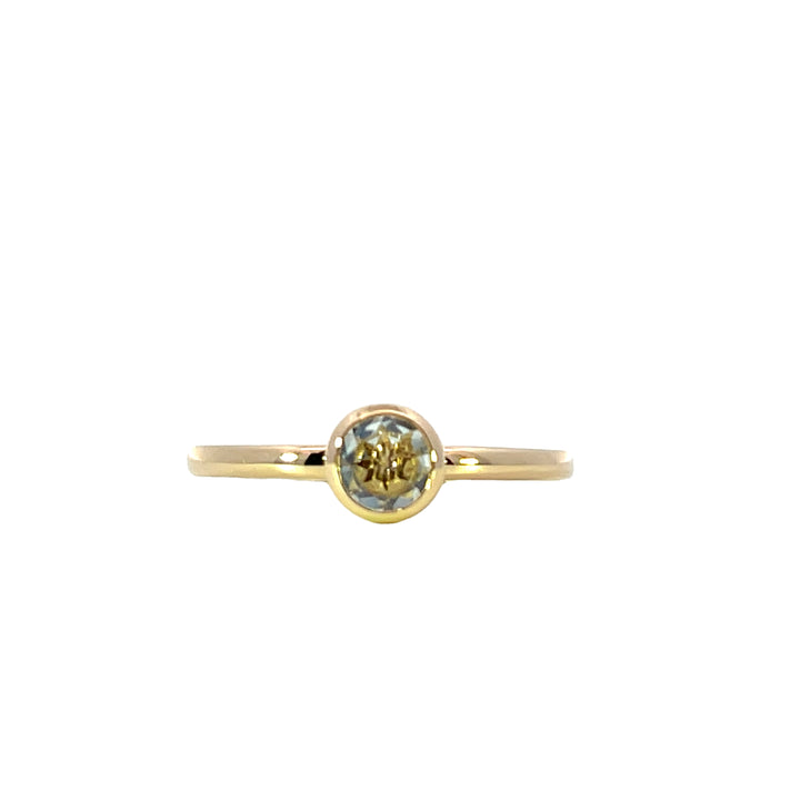 14k Yellow Gold Round White Topaz Solitaire Ring
