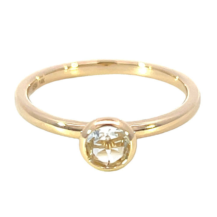 14k Yellow Gold Round White Topaz Solitaire Ring