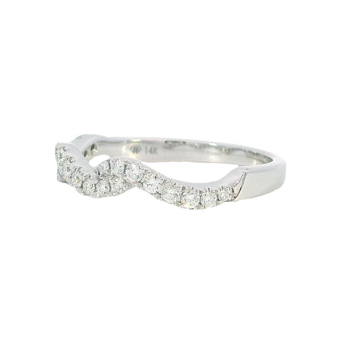 14k White Gold Curved Prong Set Diamond Anniversary Ring .25ct Total