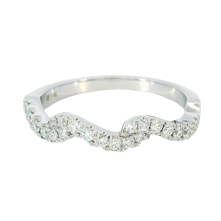 14k White Gold Curved Prong Set Diamond Anniversary Ring .25ct Total