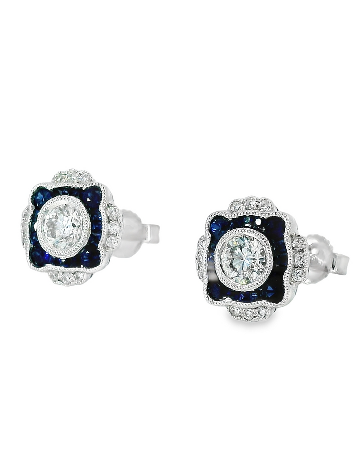 14k White Gold Sapphire Stud Earrings