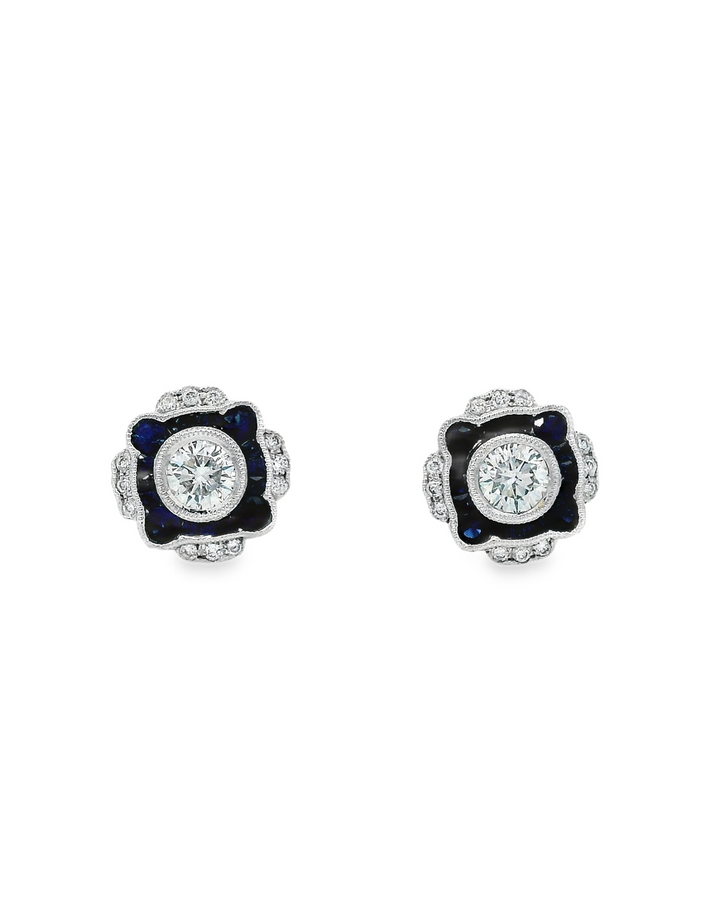 14k White Gold Sapphire Stud Earrings