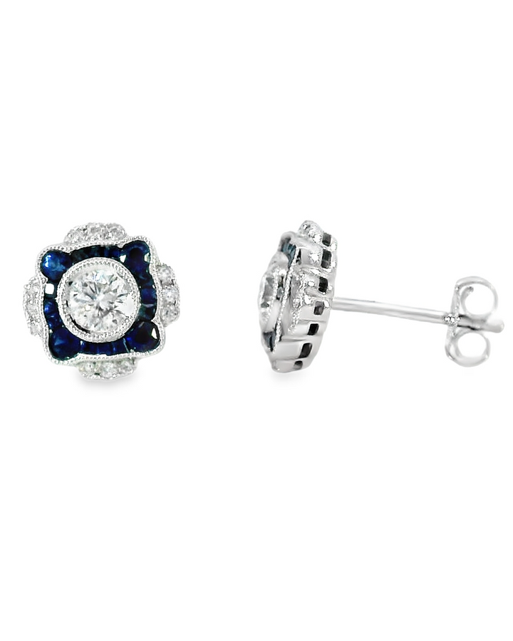 14k White Gold Sapphire Stud Earrings