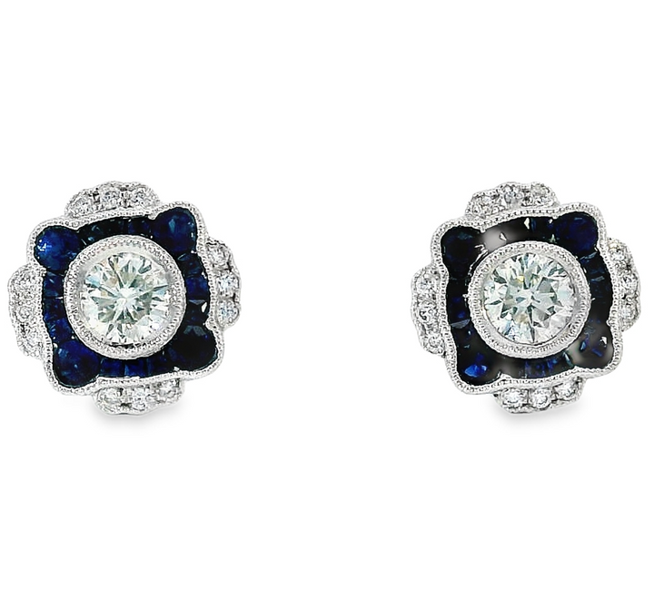 14k White Gold Sapphire Stud Earrings