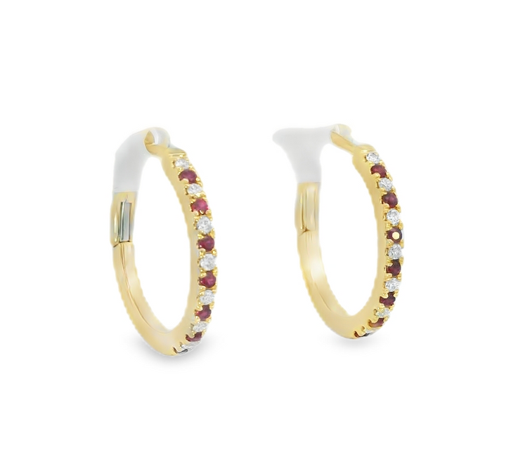 14k Yellow Gold Round Ruby Earrings