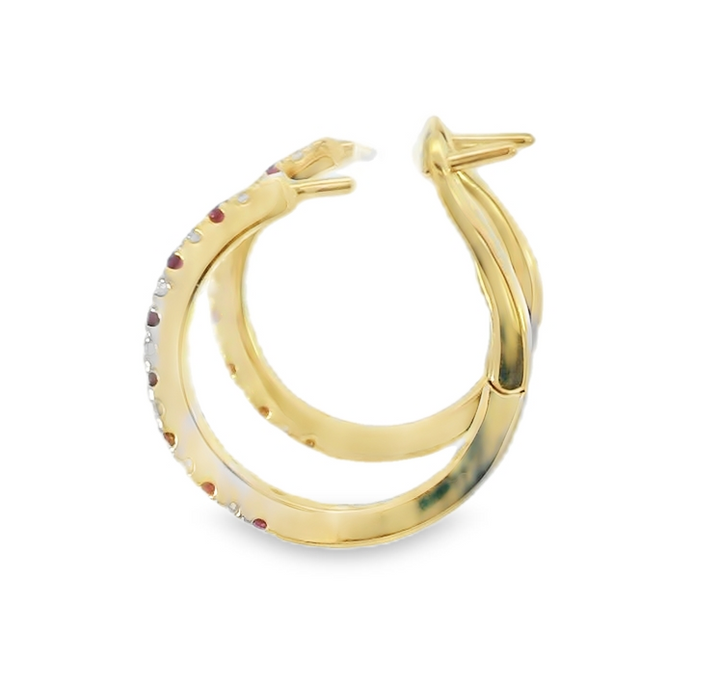 14k Yellow Gold Round Ruby Earrings