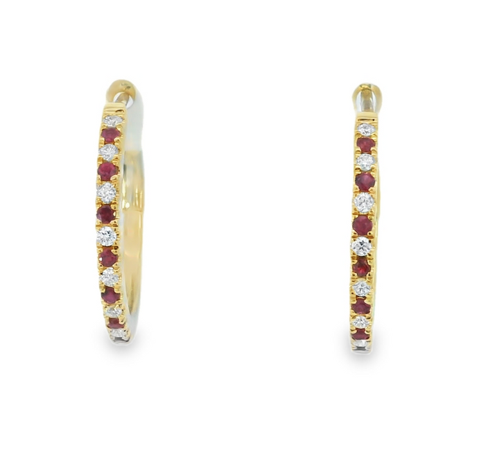 14k Yellow Gold Round Ruby Earrings