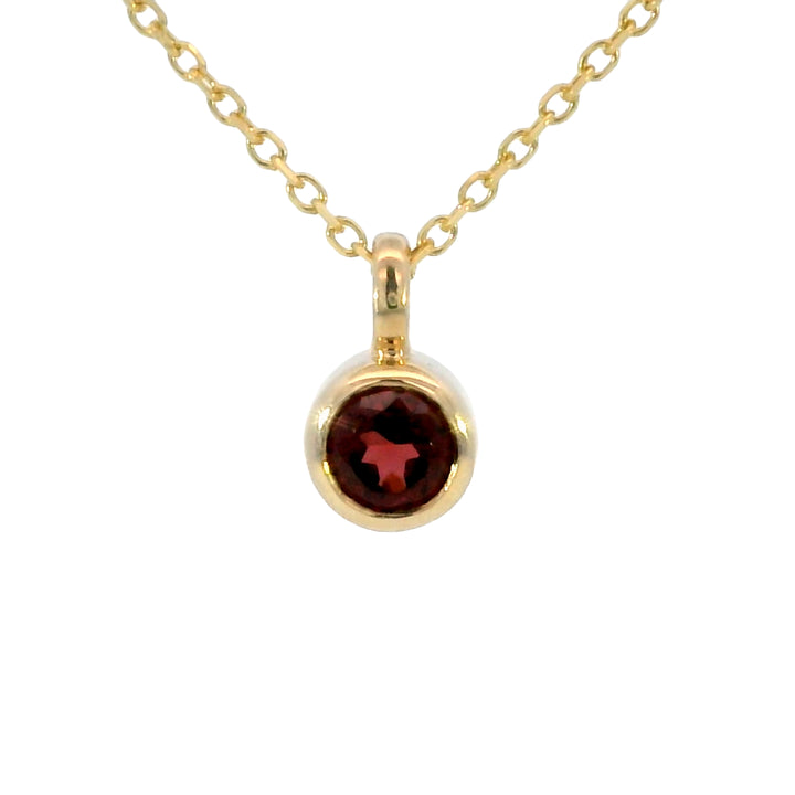 14k Yellow Gold Round Mozambique Garnet Solitaire Pendant