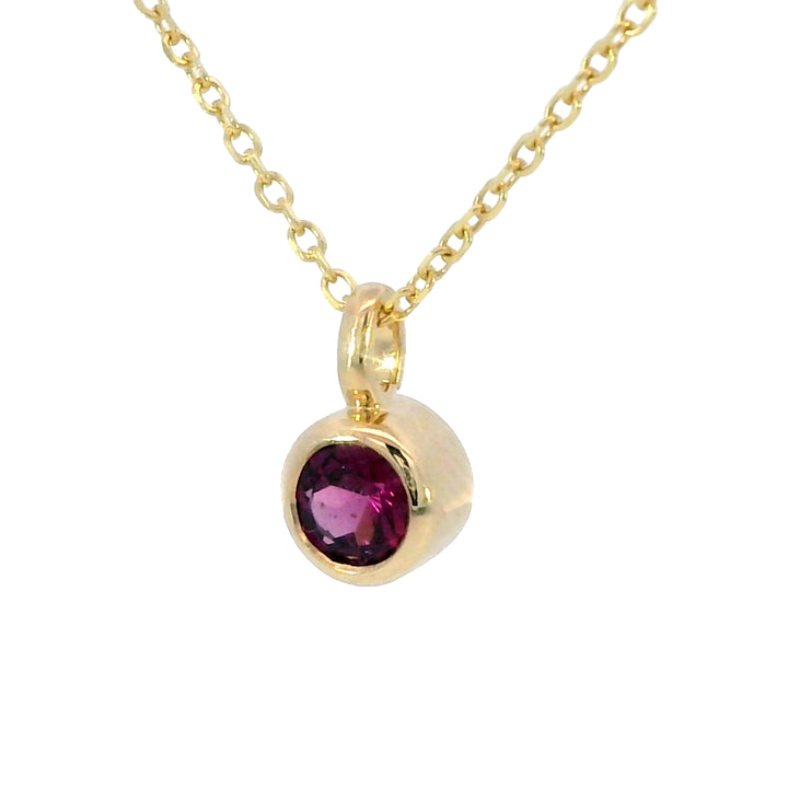 14k Yellow Gold Round Rhodolite Garnet Solitaire Pendant