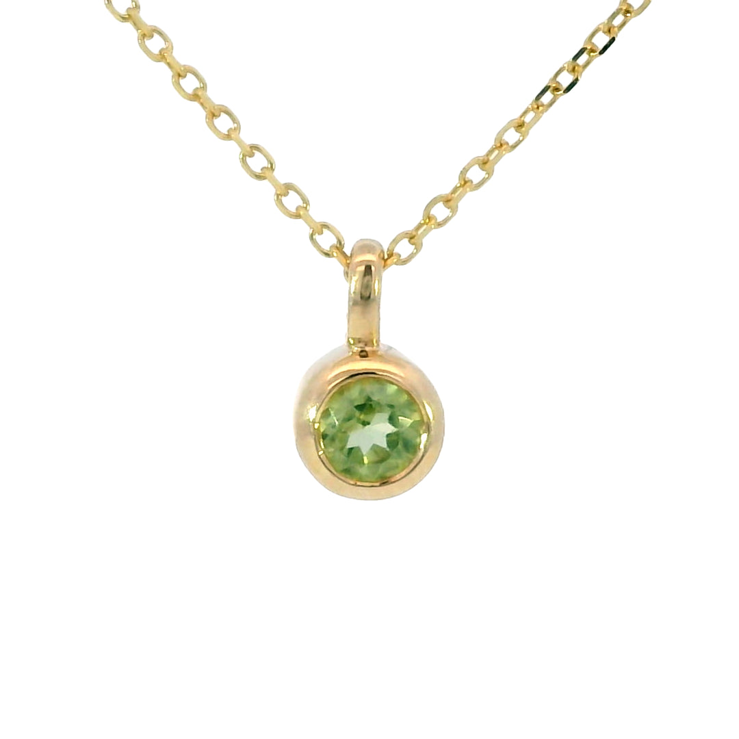 14k Yellow Gold Round Peridot Solitaire Pendant