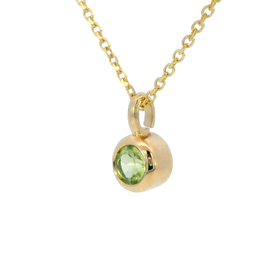 14k Yellow Gold Round Peridot Solitaire Pendant