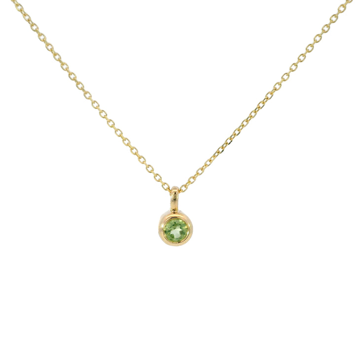 14k Yellow Gold Round Peridot Solitaire Pendant