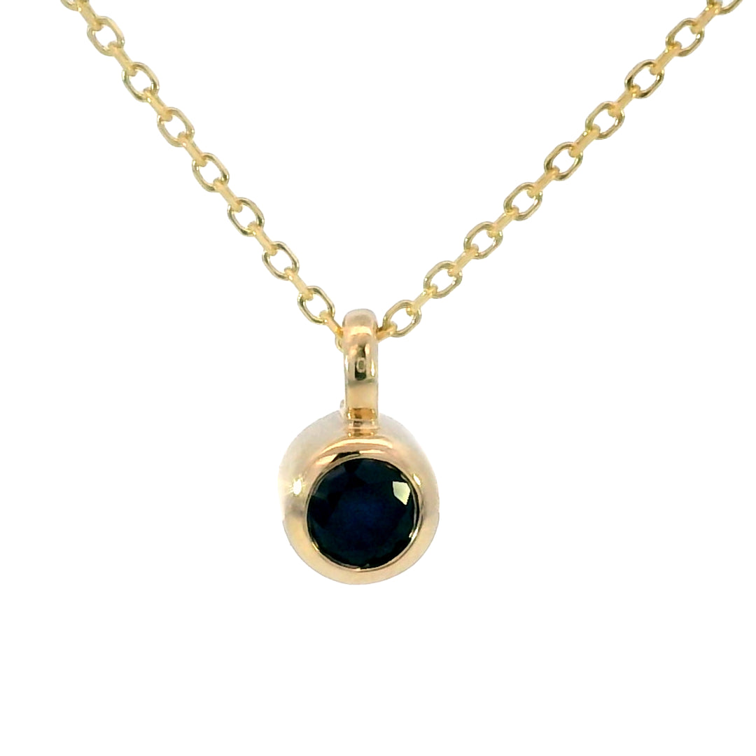 14k Yellow Gold Round Sapphire Solitaire Pendant