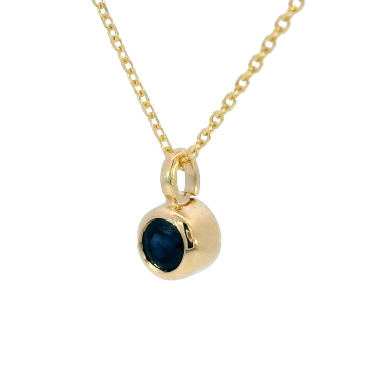 14k Yellow Gold Round Sapphire Solitaire Pendant