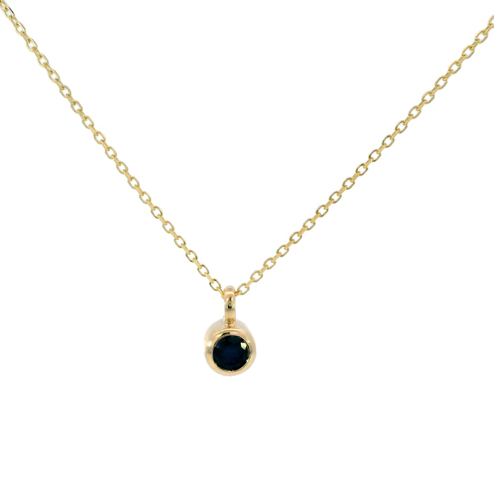 14k Yellow Gold Round Sapphire Solitaire Pendant