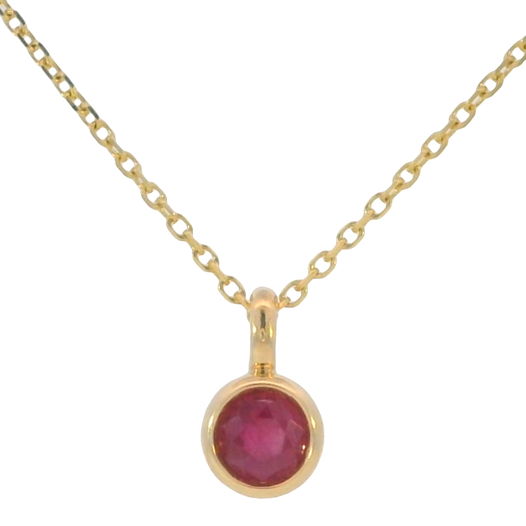 14k Yellow Gold Round Ruby Solitaire Pendant