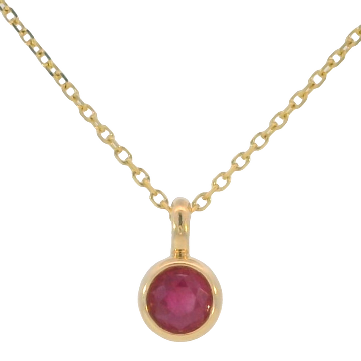 14k Yellow Gold Round Ruby Solitaire Pendant