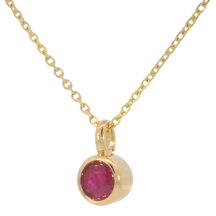 14k Yellow Gold Round Ruby Solitaire Pendant