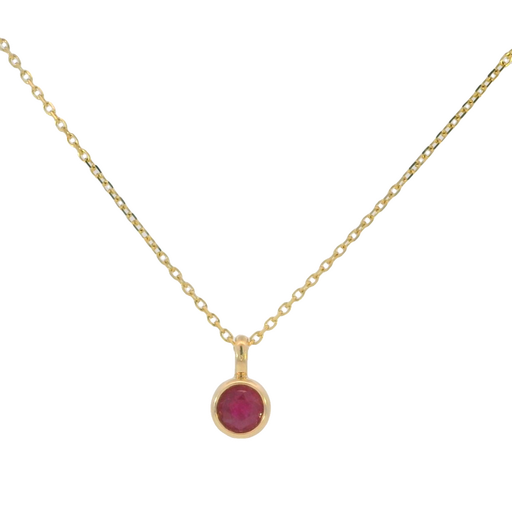 14k Yellow Gold Round Ruby Solitaire Pendant