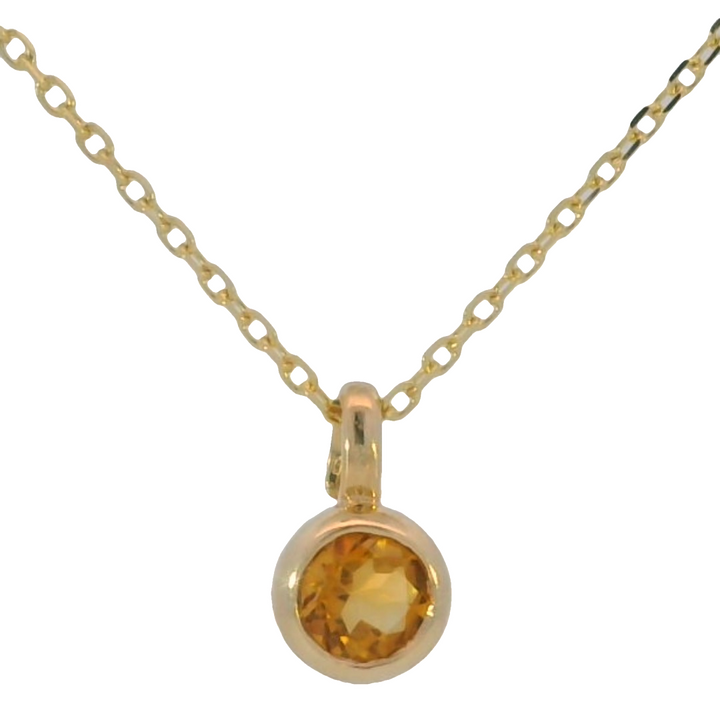14k Yellow Gold Round Citrine Solitaire Pendant