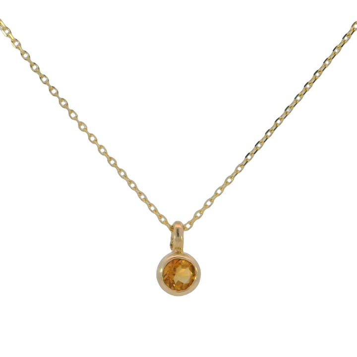 14k Yellow Gold Round Citrine Solitaire Pendant