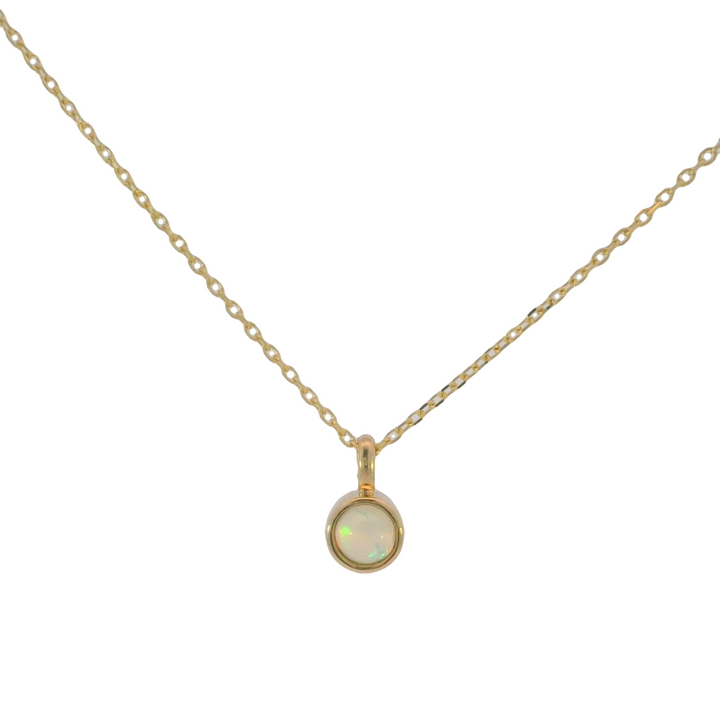 Bezel Set October Opal Birthstone Pendant, 14k Yellow Gold