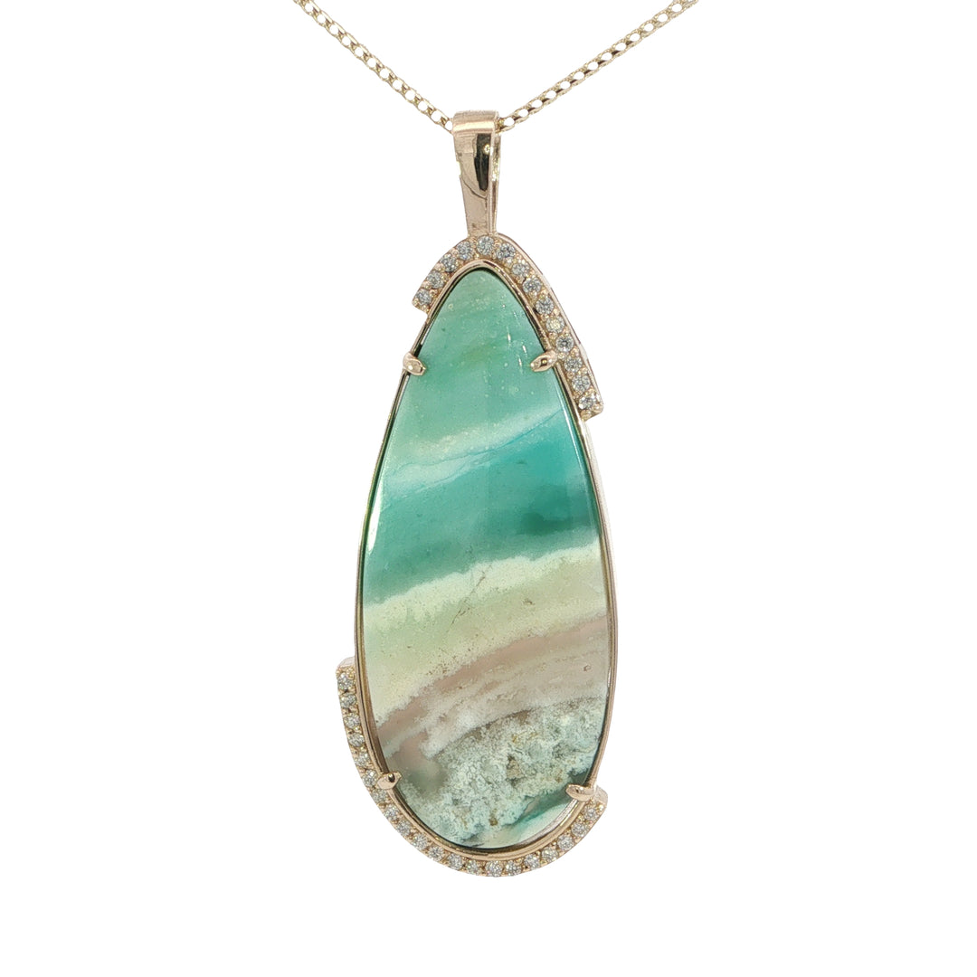 14k Yellow Gold Pear Indonesian Opal 18 inch Franko Chain Lariat Necklace