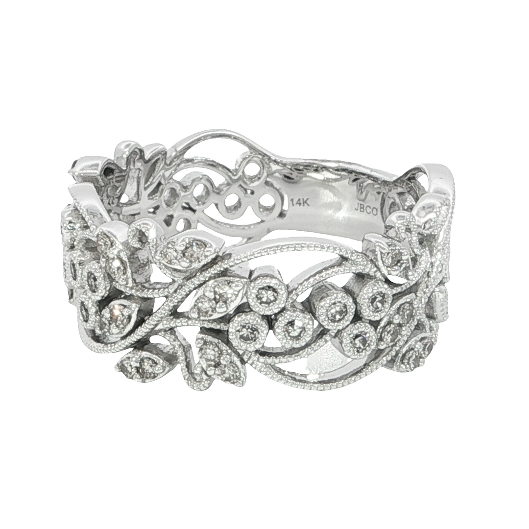 Diamond Antique Style Ring 14k White Gold .25ct Total