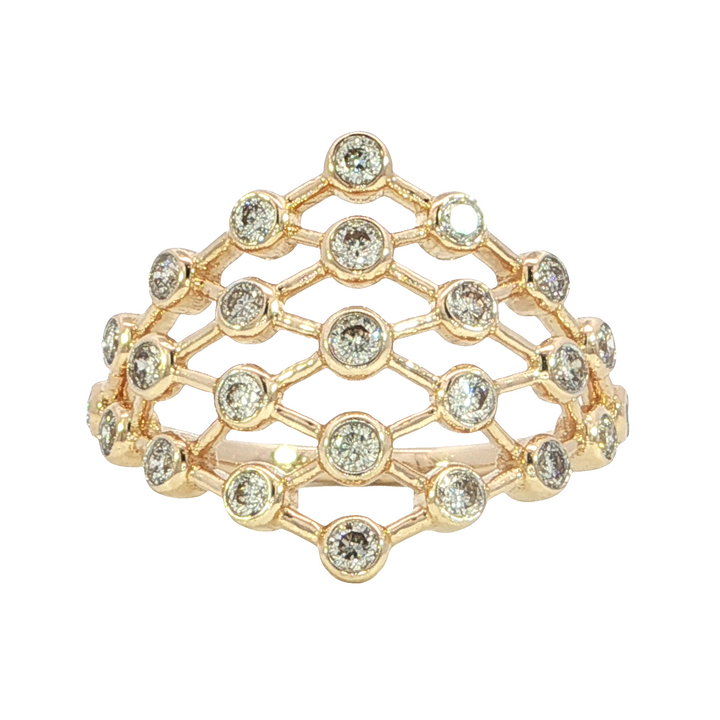Bezel Set Diamond Geometric Style Ring 14k Yellow Gold .50ct Total