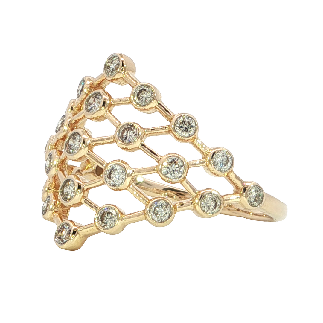 Bezel Set Diamond Geometric Style Ring 14k Yellow Gold .50ct Total