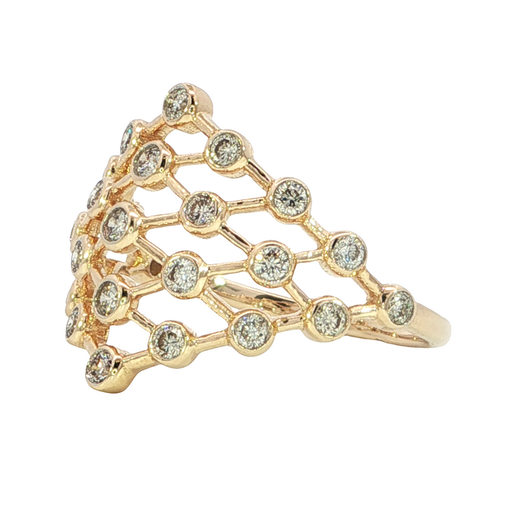 Bezel Set Diamond Geometric Style Ring 14k Yellow Gold .50ct Total
