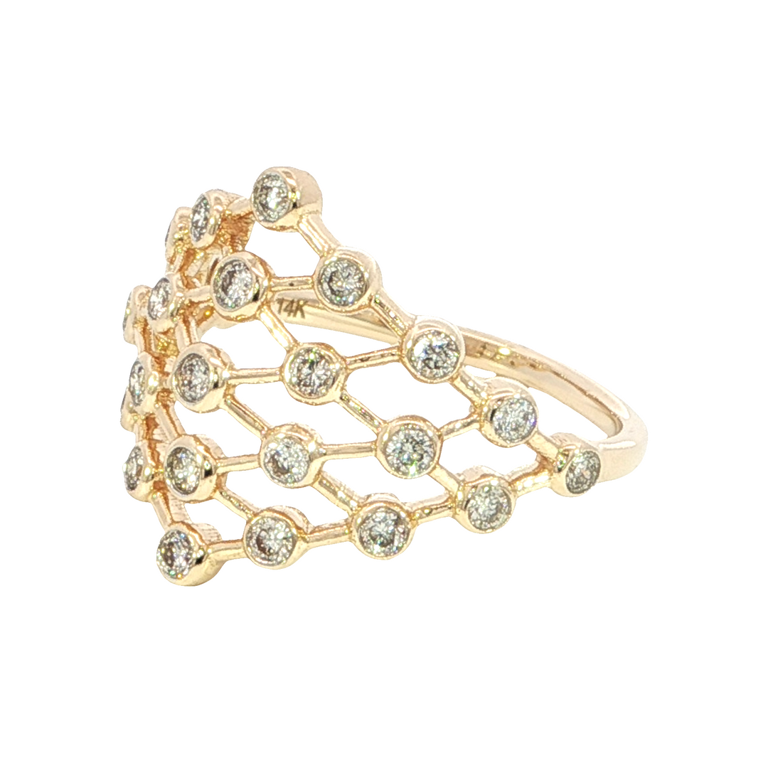 Bezel Set Diamond Geometric Style Ring 14k Yellow Gold .50ct Total