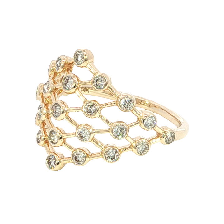 Bezel Set Diamond Geometric Style Ring 14k Yellow Gold .50ct Total