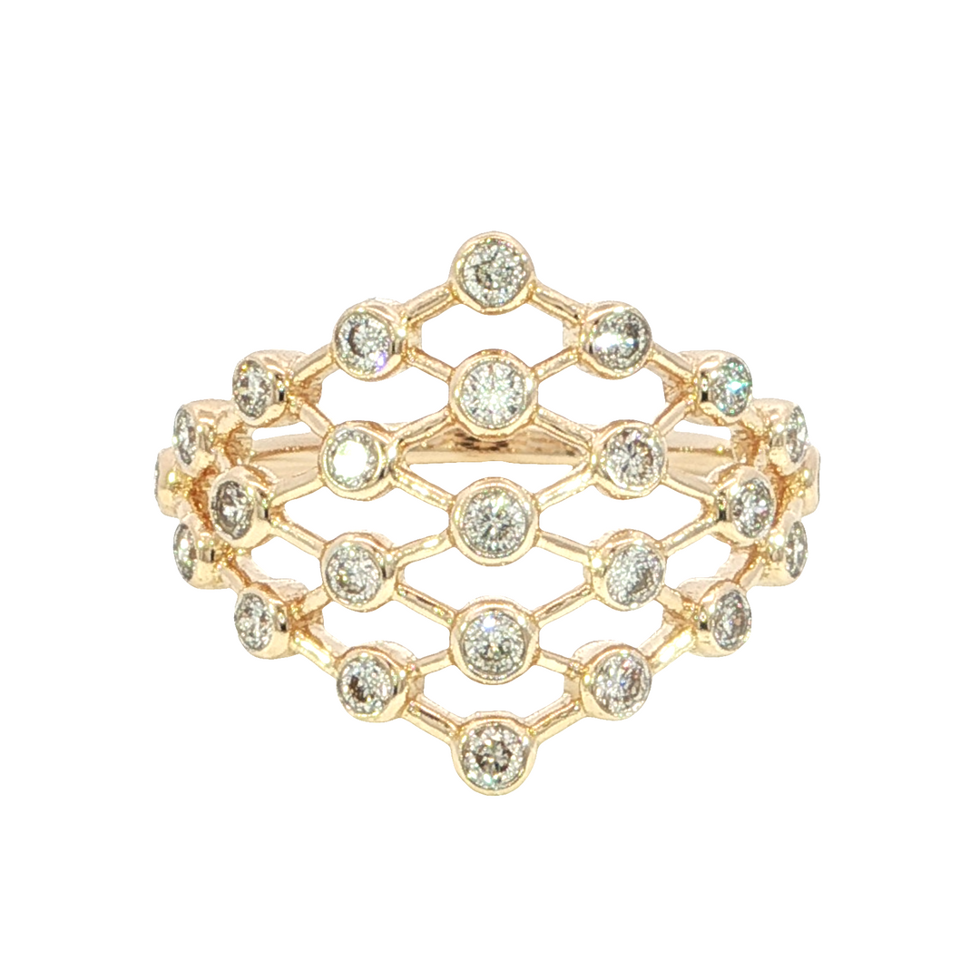 Bezel Set Diamond Geometric Style Ring 14k Yellow Gold .50ct Total