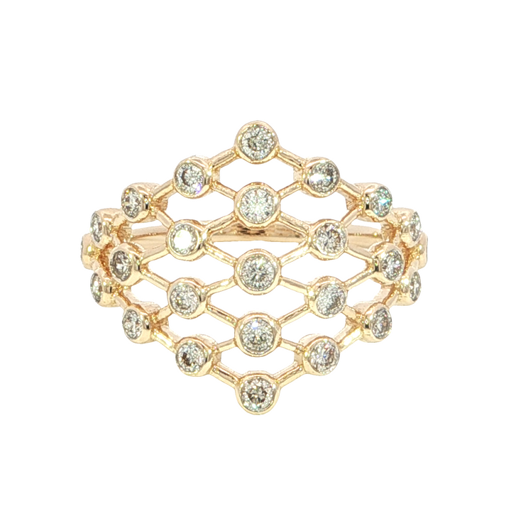 Bezel Set Diamond Geometric Style Ring 14k Yellow Gold .50ct Total