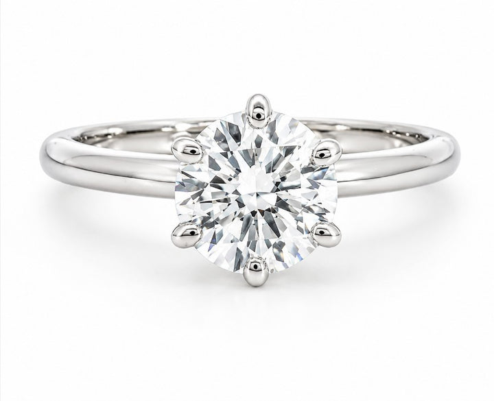 Solitare Style 14k White Gold Engagement Ring 1.5 Total Carat Weight