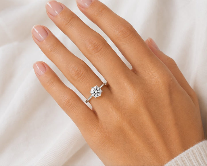 Solitare Style 14k White Gold Engagement Ring 1.5 Total Carat Weight