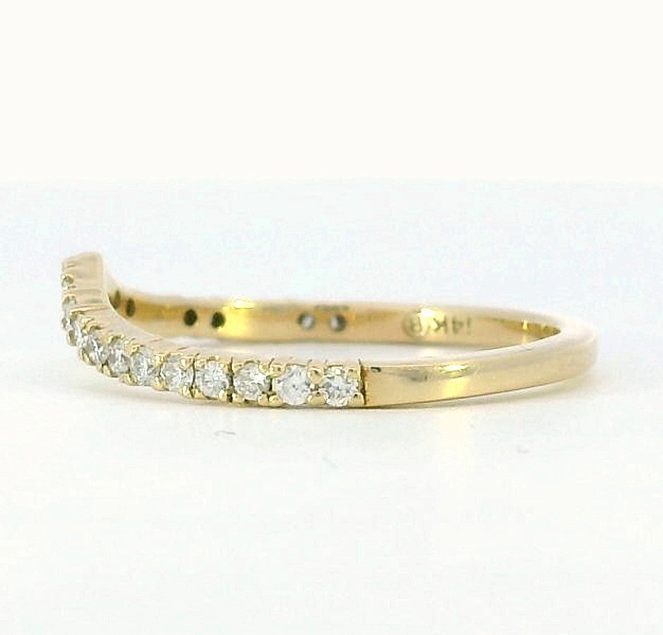 Curved Channel 14k Yellow Gold Polished .26ct Diamond Band