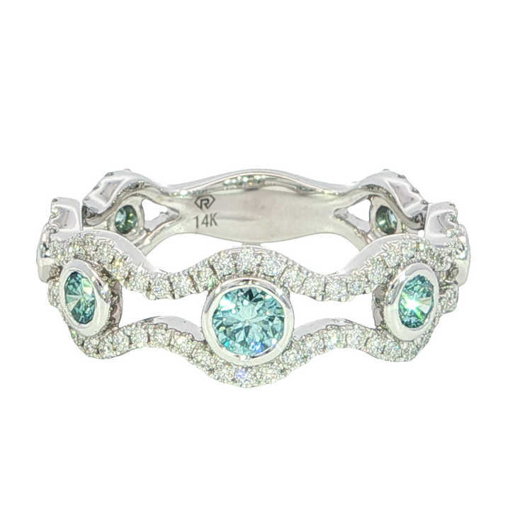 Diamond Geometric Style Ring 14k White Gold .87ct Total