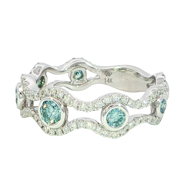 Diamond Geometric Style Ring 14k White Gold .87ct Total