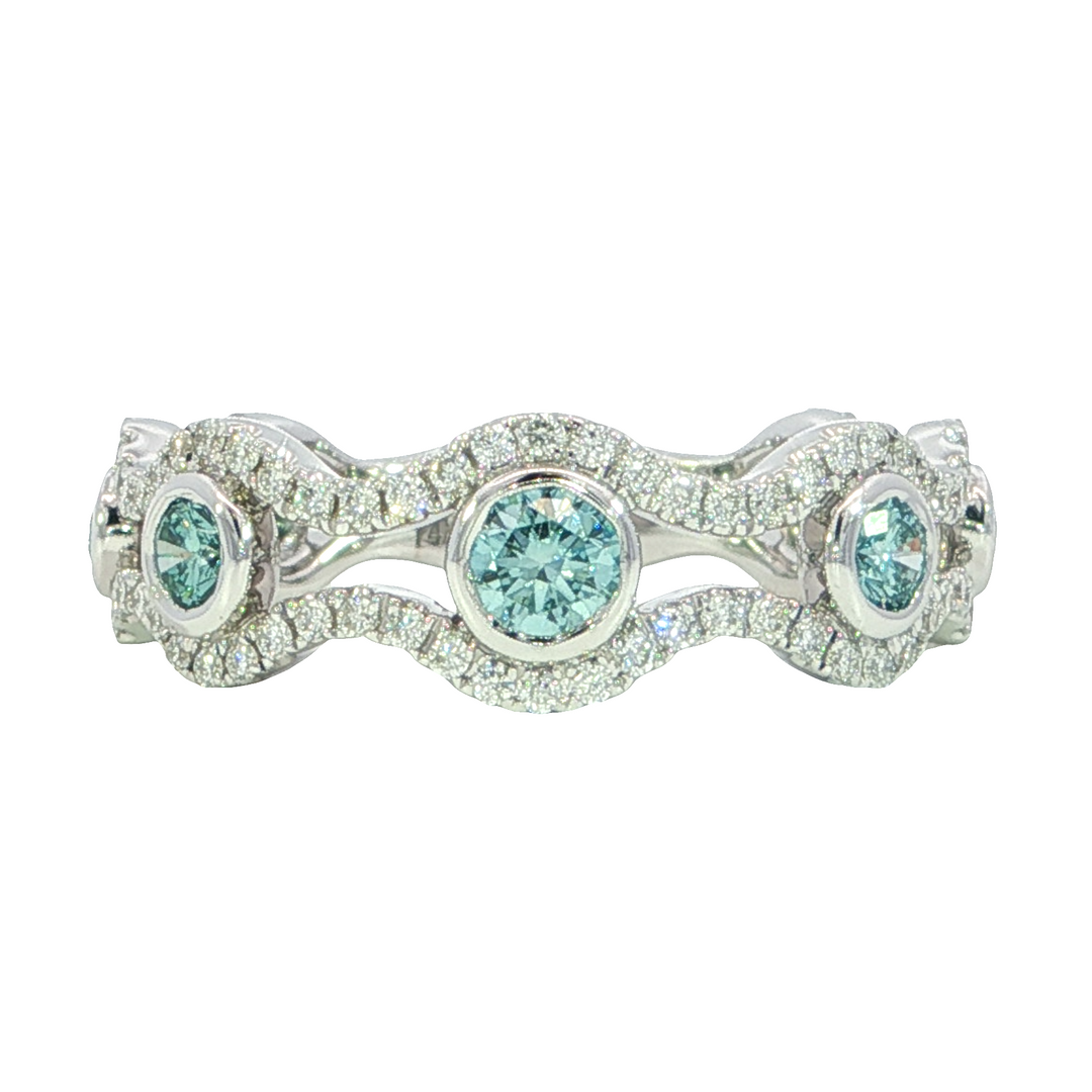 Diamond Geometric Style Ring 14k White Gold .87ct Total