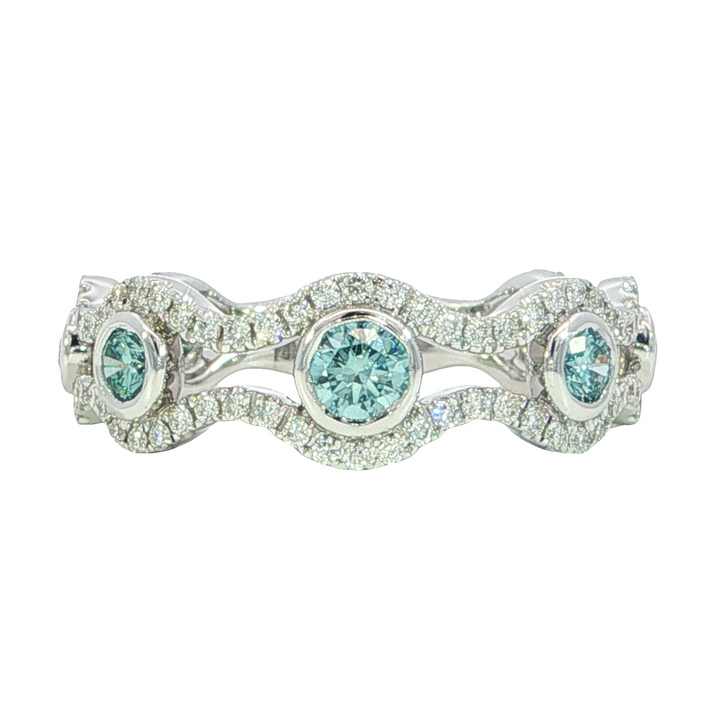 Diamond Geometric Style Ring 14k White Gold .87ct Total