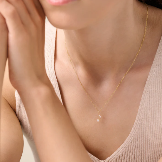 Music Note Sterling Silver Yellow Gold Plated Lab Grown Diamond Pendant