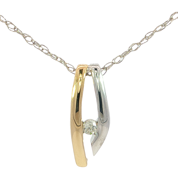 .04ct Diamond Pendant, 14k Two-Tone Gold