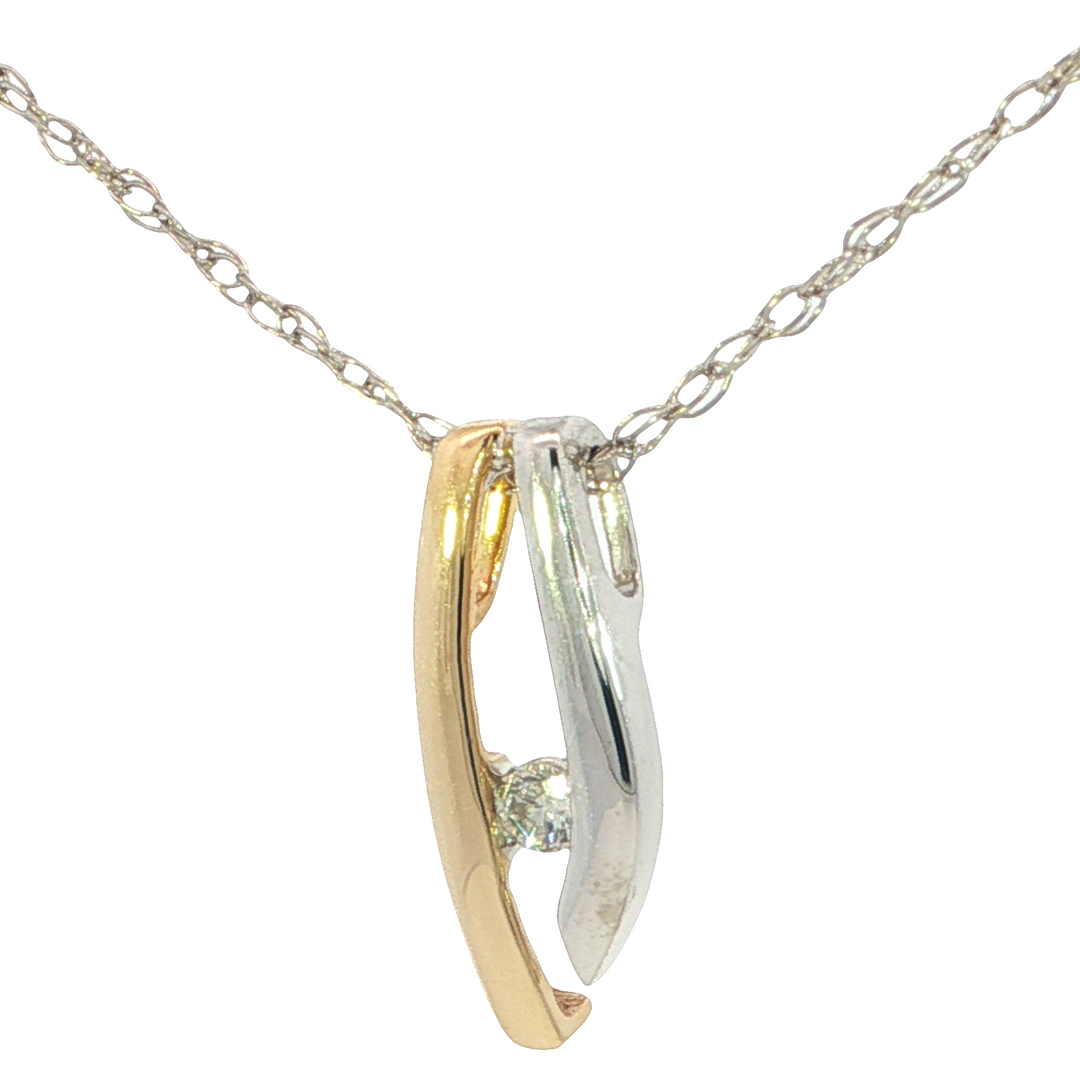 .04ct Diamond Pendant, 14k Two-Tone Gold