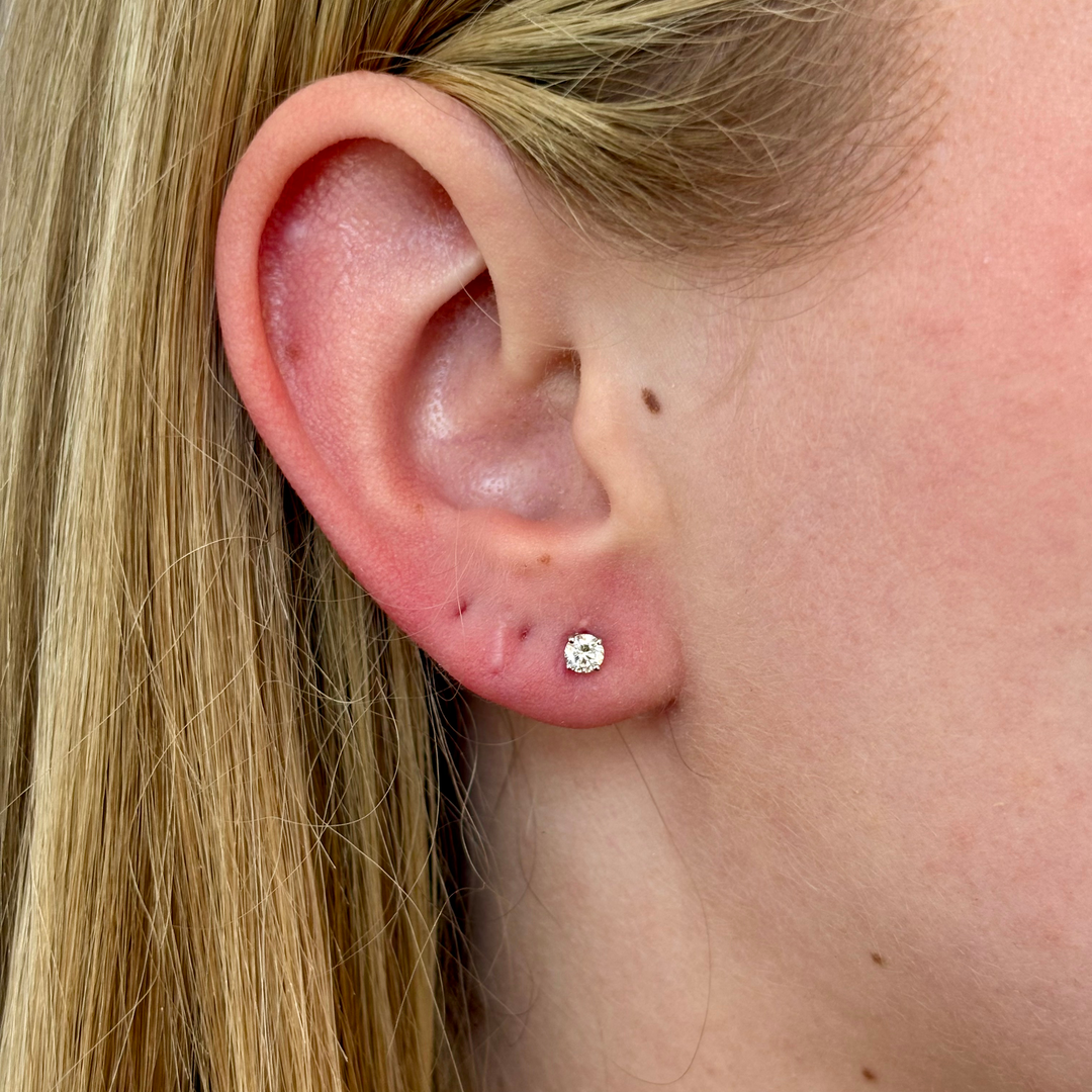 14k White Gold 4 Prong Stud .35ct Total Natural Diamond Earrings