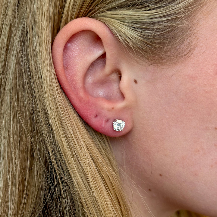 14k White Gold G Color, I2 Clarity 4 Prong Stud 1.50ct Total Natural Diamond Earrings