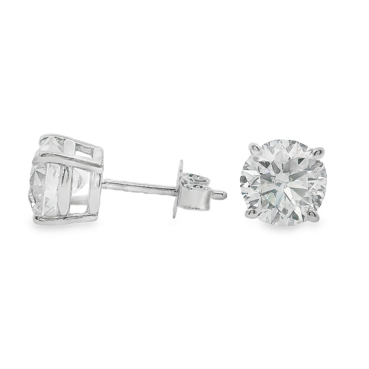 14k White Gold G Color, I2 Clarity 4 Prong Stud 2.00ct Total Natural Diamond Earrings